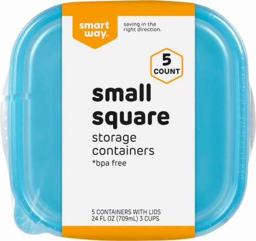 Smart Way™ BPA-Free Plastic Small Square Food Storage Container - 5 pack Perspective: top