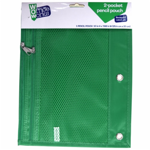 Office Works Mesh 2 Pocket Pencil Pouch - Blue Perspective: top