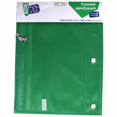 Office Works Mesh 2 Pocket Pencil Pouch - Blue Perspective: top