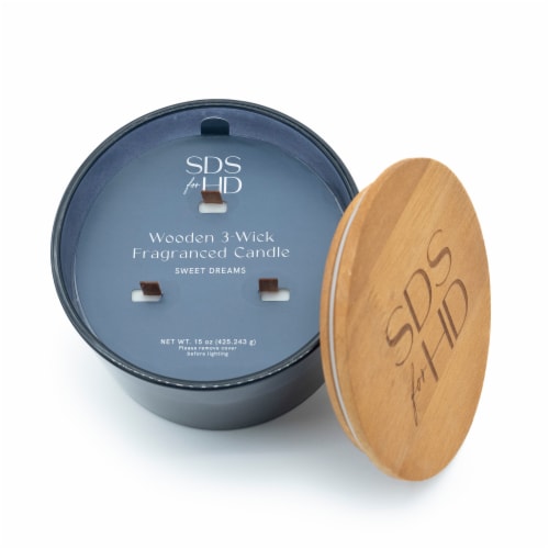 SDS for HD Designs 3 Wood Wick Candle with Logo Wood Lid Bering Sea - Blue Perspective: top