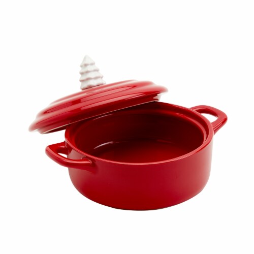 Holiday Home Red Tree Casserole Dish with Lid Perspective: top
