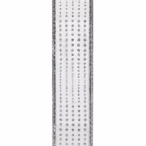 Holiday Home Holiday Silver Glitter Dot Sheer Christmas Ribbon Perspective: top