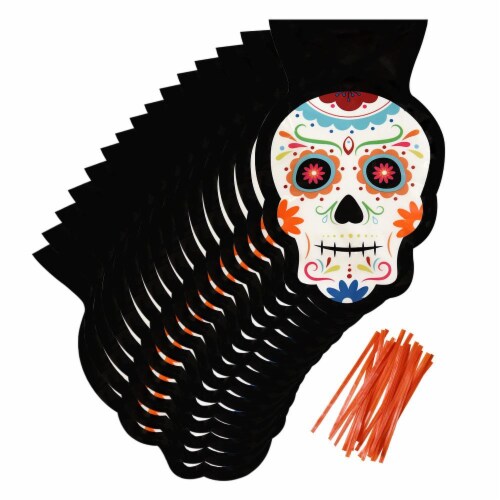 Holiday Home Day Of The Dead Skull Shaped Treat Bags Perspective: top