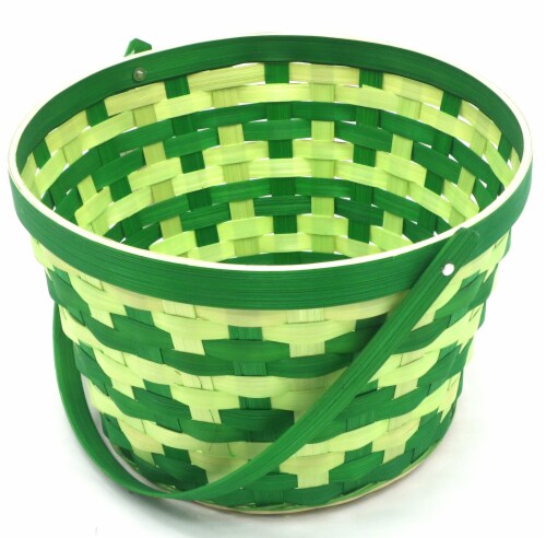 Holiday Home Easter Two Tone Bamboo Basket - Green Perspective: top