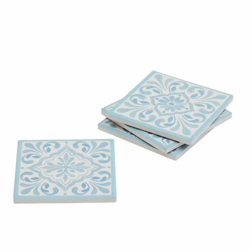 Dash of That® Peridot Set of Ceramic Tile Coasters Perspective: top
