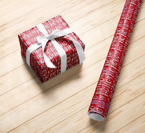 Holiday Home 30 In x 6 Ft HO HO HO Gift Wrap Roll Perspective: top