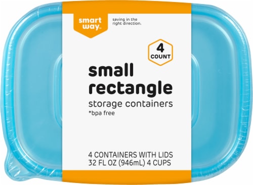 Smart Way™ BPA-Free Plastic Small Rectangle Food Storage Containers - 4 pack Perspective: top