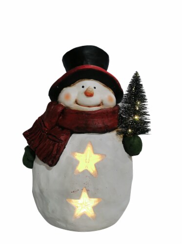 Holiday Home® Christmas LED Snowman with Tree Holiday Décor Perspective: top