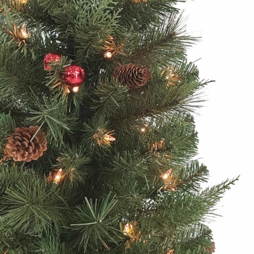 Holiday Home Bethel Park Potted Tree with Clear Lights Perspective: top