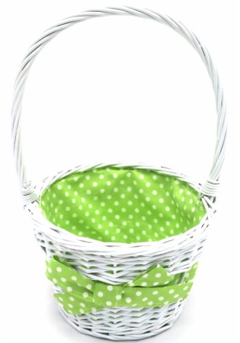 Holiday Home Easter Painted Polka Dot Lined Willow Basket - Green Perspective: top