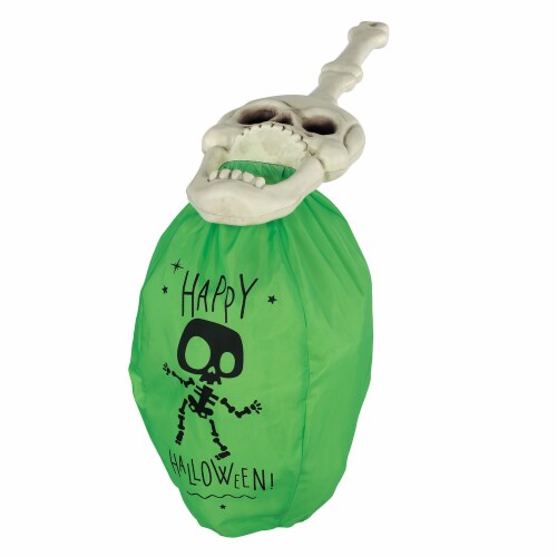 Holiday Home Halloween Green Skull Loot Scoop Treat Bag Perspective: top