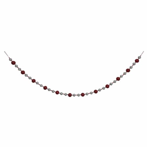 Holiday Home 6' Red and Silver Glitter Ball Garland Christmas Holiday Decoration Perspective: top
