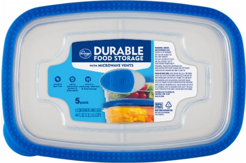 Kroger® BPA-Free Durable Plastic Food Storage Container With Lid - 5 pack Perspective: top