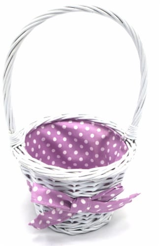 Holiday Home Easter Painted Polka Dot Lined Willow Basket - Purple Perspective: top