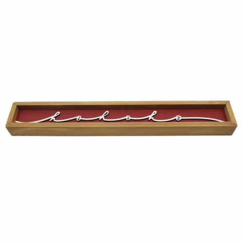 Holiday Home Cursive Red HoHoHo Sign Christmas Décor Perspective: top