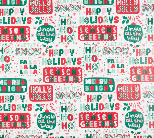 Holiday Home 30 Inch Holiday Text Gift Wrap Roll Perspective: top