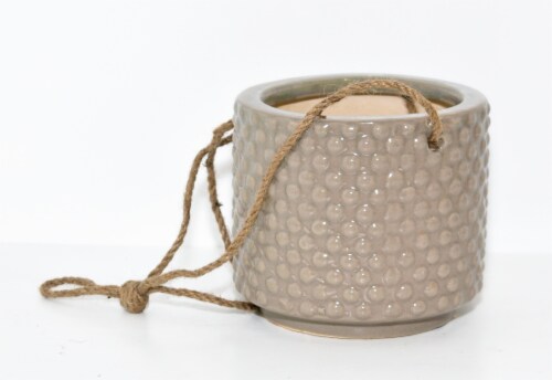 Global Outdoors Ceramic Hanging Basket Planter - Grey Perspective: top