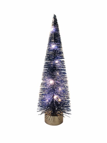 Holiday Home 16" Bottle Brush Christmas Tree with Light - Blue Perspective: top
