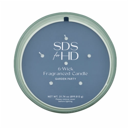 SDS for HD Designs 6 Wick Glass Jar Candle Garden Party - Loden Frost Green Perspective: top