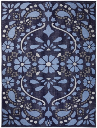 HD Designs Outdoors Happy Paisley Rug - Blue Perspective: top