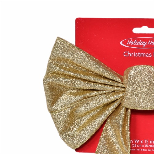 Holiday Home Metallic Bow Wreath - Gold Perspective: top