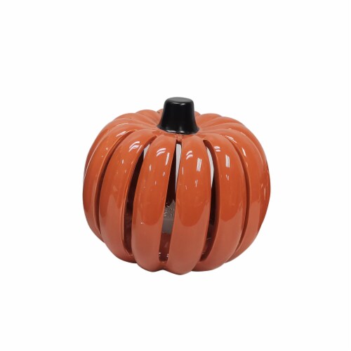 Holiday Home LED Ceramic Pumpkin Lantern - Orange Perspective: top