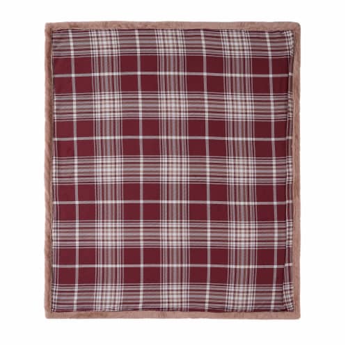 HD Designs Plaid Faux Fur Reversible Throw Blanket - Clay Perspective: top