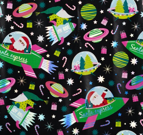 Holiday Home 30 Inch Cosmic Christmas Gift Wrap Roll Perspective: top