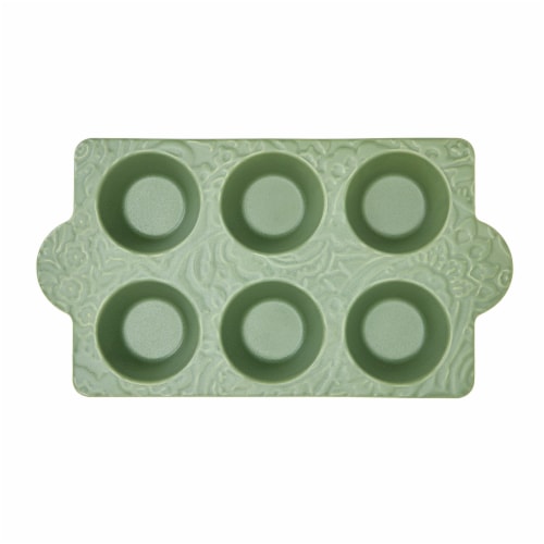 Sewing Down South 6 Cavity Stoneware Muffin Pan Perspective: top