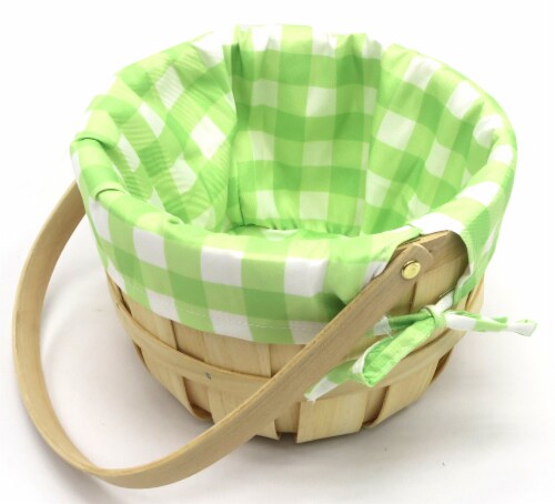 Holiday Home Easter Large Gingham Lined Basket - Green Perspective: top