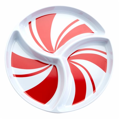 Holiday Home Peppermint Sectioned Melamine Tray Perspective: top