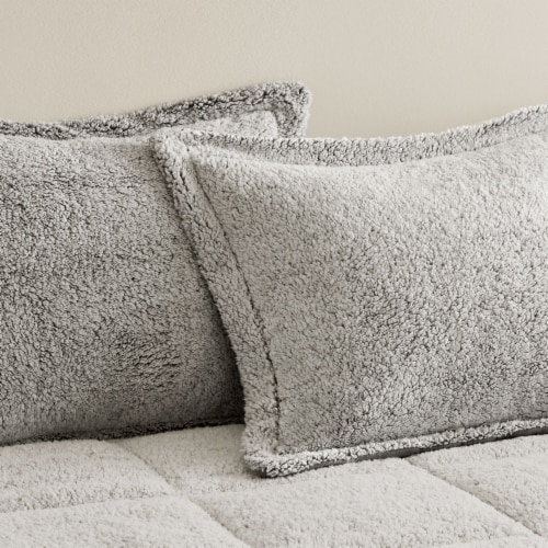 HD Designs Sherpa Comforter Set - Gray Perspective: top