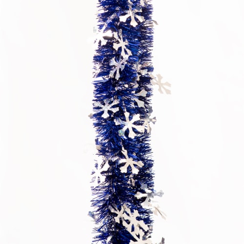 Holiday Home® Tinsel Garland with Snowflakes - Blue Perspective: top