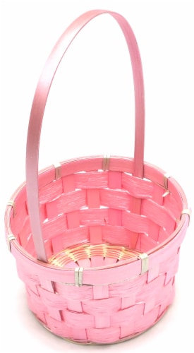 Holiday Home Easter Pearlized Bamboo Basket- Pink Perspective: top