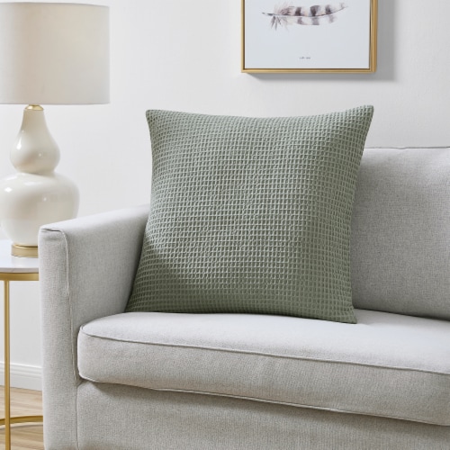 HD Designs Cotton Waffle Decorative Pillow - Green Perspective: top