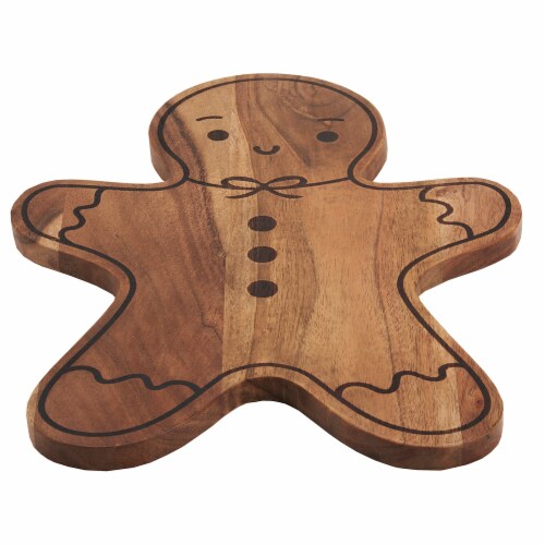 Holiday Home Wood Serve Board - Gingerbread Man Perspective: top