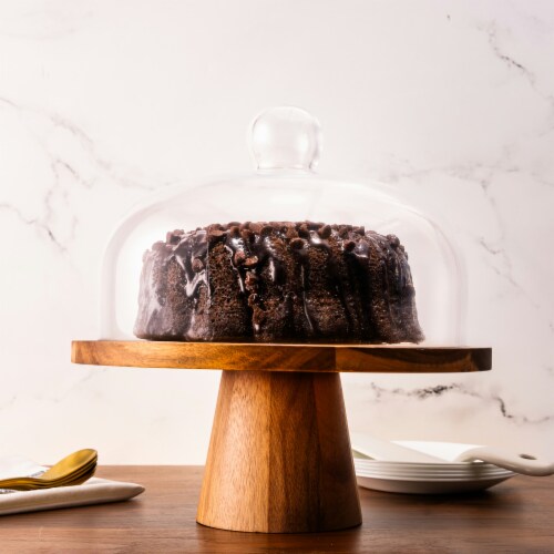 SDS for HD Designs Wood Cake Stand with Glass Cloche Perspective: top