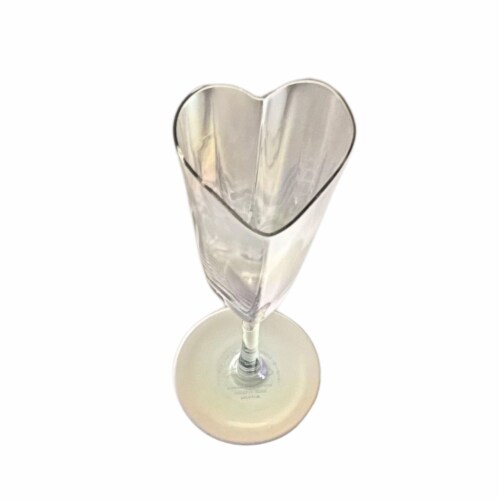Holiday Home Valentine's Day Heart Shaped Flute Clear Iridescent Champagne Glasses Perspective: top