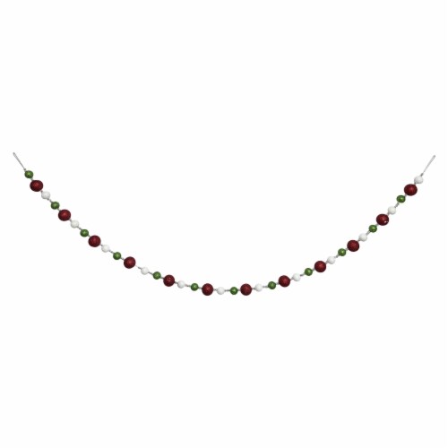 Holiday Home 6' Glitter Ball Christmas Holiday Garland Red / Green / White Perspective: top