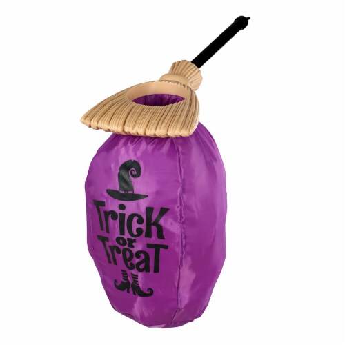 Holiday Home Halloween Purple Loot Scoop Broom Treat Bag Perspective: top