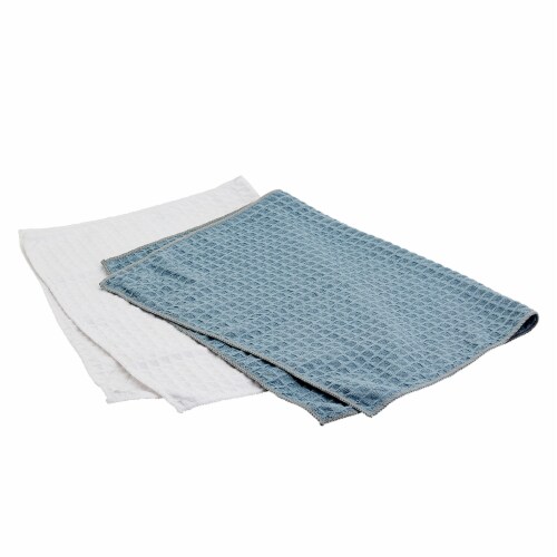 Dash of that Waffle Weave Kitchen Towels - Blue/White Perspective: top