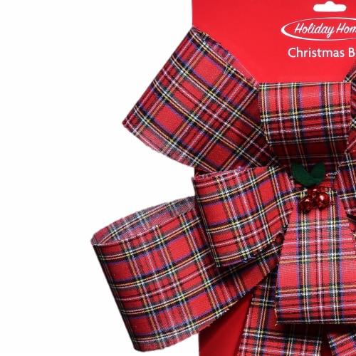 Holiday Home® Plaid Black and Red Christmas Big Bow Holiday Décor Perspective: top