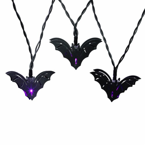 Holiday Home®10 ct Purple LED Wire Bat Halloween Lights Perspective: top