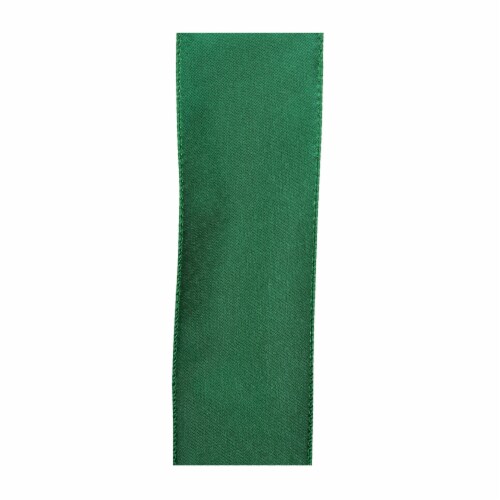 Holiday Home 2.5 Inch Green Satin Holiday Ribbon Perspective: top