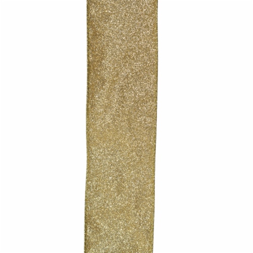 Holiday Home 2.5 Inch Gold GLitter Ribbon Perspective: top