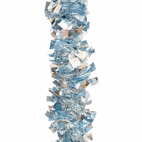 Holiday Home 10' Ice Blue and Silver Tinsel Garland Christmas Decoration Perspective: top