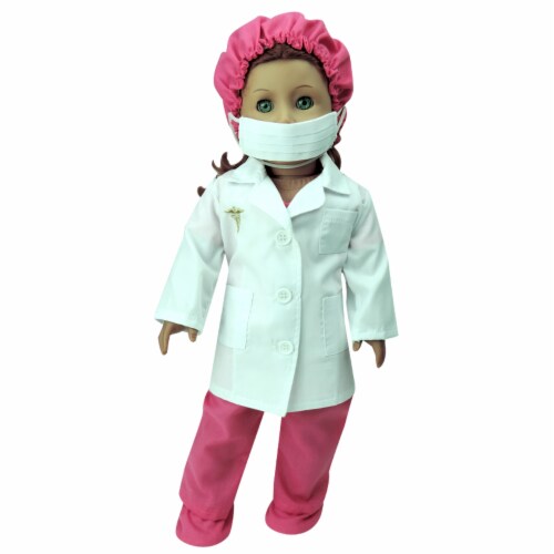 Sophia's Doll Clothes Doctor Scrubs and Lab Coat Set Perspective: top