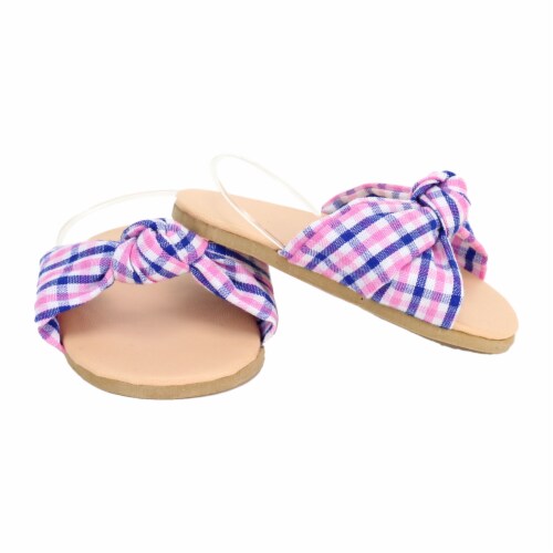 Sophia's Plaid Fabric Knot Sandal for 18 Dolls, Pink/Blue, 1 - Smith’s ...