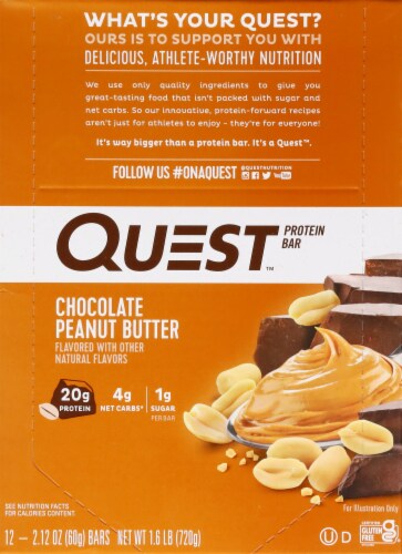 Quest Chocolate Peanut Butter Protein Bars 12 Count Perspective: top