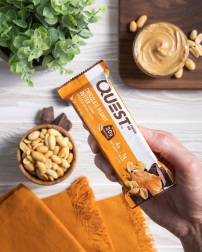 Quest Chocolate Peanut Butter Protein Bars Perspective: top